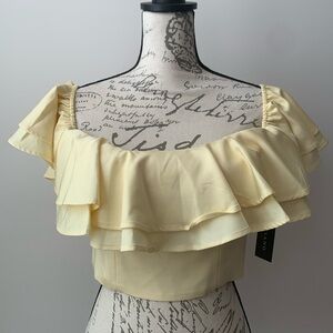 Marciano Off-Shoulder Ruffle Crop Top